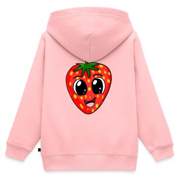 Erdbeere - Kinder Premium Organic Zip Hoodie - Rosa - Hinten - AI Model Kid Female (0cm)