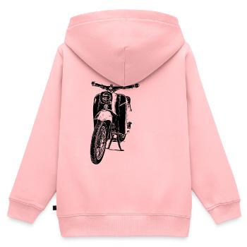 Schwalbe Moped - Kinder Premium Organic Zip Hoodie - Rosa - Hinten - AI Model Kid Female (0cm)