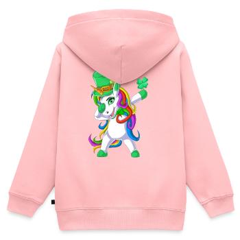 Dabbing Einhorn St Patricks Tag - Kinder Premium Organic Zip Hoodie - Rosa - Hinten - AI Model Kid Female (0cm)