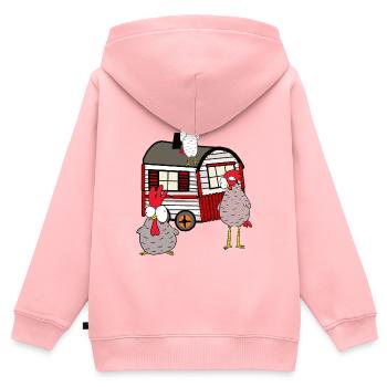 Bauwagen Hühnerstall Federvieh Geflügel Bauernhof - Kinder Premium Organic Zip Hoodie - Rosa - Hinten - AI Model Kid Female (0cm)