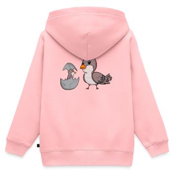 Moineau domestique avec bébé moineau domestique - Sweat Premium à capuche zippé enfant bio - rose - Dos - AI Model Kid Female (0cm)