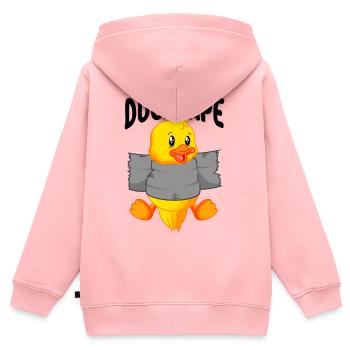 Ruban de canard | Canetons avec ruban adhésif - Sweat Premium à capuche zippé enfant bio - rose - Dos - AI Model Kid Female (0cm)