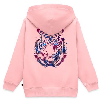 Tigerkopf - Tiger - Katzenauge Wildkatze - Kinder Premium Organic Zip Hoodie - Rosa - Hinten - AI Model Kid Female (0cm)