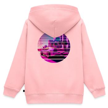 Retro Wave Sport 80s Vaporwave Sunset - Sweat Premium à capuche zippé enfant bio - rose - Dos - AI Model Kid Female (0cm)