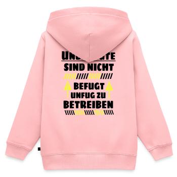 Unbefugte sind nicht befugt Unfug zu Betreiben - Kinder Premium Organic Zip Hoodie - Rosa - Hinten - AI Model Kid Female (0cm)