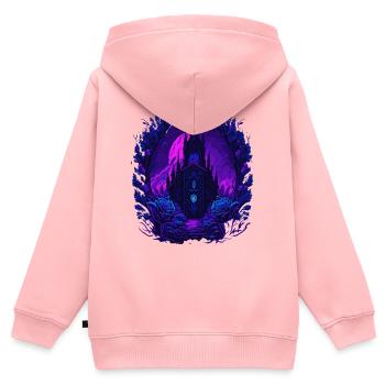 Neon Rosen Schloss mit Gotischer Architektur - Kinder Premium Organic Zip Hoodie - Rosa - Hinten - AI Model Kid Female (0cm)