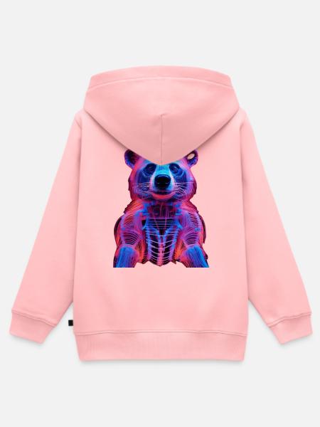 Neon-Hirschkäfer Design - Premium børne zip-hættetrøje økologisk - rosa