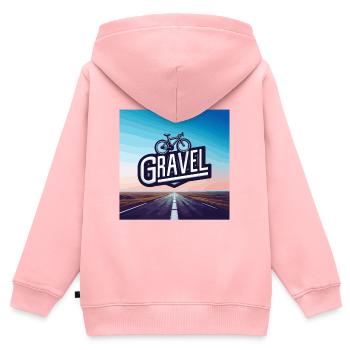 Gravelbike auf der Straße - Kinder Premium Organic Zip Hoodie - Rosa - Hinten - AI Model Kid Female (0cm)