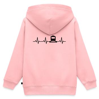Eisenbahn Herzlinie - Kinder Premium Organic Zip Hoodie - Rosa - Hinten - AI Model Kid Female (0cm)
