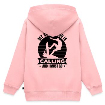 Wellenreiter Spruch - Kinder Premium Organic Zip Hoodie - Rosa - Hinten - AI Model Kid Female (0cm)