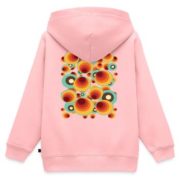 Retro Polka Dots Kreismuster - Kinder Premium Organic Zip Hoodie - Rosa - Hinten - AI Model Kid Female (0cm)