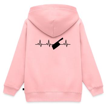 Hackmesser Herzlinie - Kinder Premium Organic Zip Hoodie - Rosa - Hinten - AI Model Kid Female (0cm)