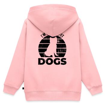 Je suis ici pour caresser les chiens - Sweat Premium à capuche zippé enfant bio - rose - Dos - AI Model Kid Female (0cm)