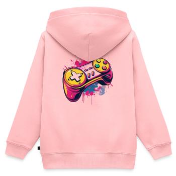 Gaming Controller - Kinder Premium Organic Zip Hoodie - Rosa - Hinten - AI Model Kid Female (0cm)