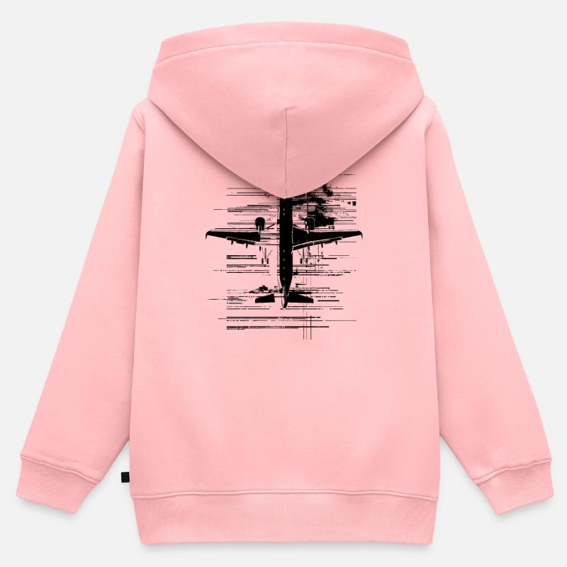 Samolot - Bluza Premium z kapturem na zamek dziecięca bio - różowy