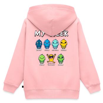 Ma semaine Jours drôles de la semaine Dessin animé Art Design - Sweat Premium à capuche zippé enfant bio - rose - Dos - AI Model Kid Female (0cm)