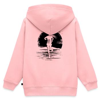 Coureur - Sweat Premium à capuche zippé enfant bio - rose - Dos - AI Model Kid Female (0cm)