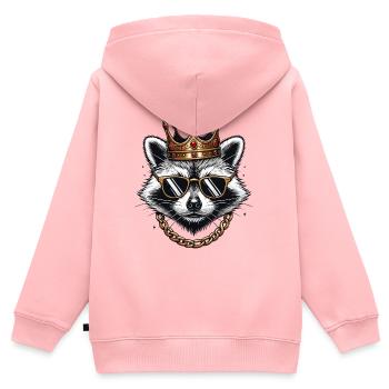 Cooler Waschbärkönig mit Crown Urban Swag - Kinder Premium Organic Zip Hoodie - Rosa - Hinten - AI Model Kid Female (0cm)