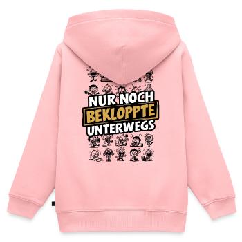 Nur noch Bekloppte unterwegs Humor Sarkasmus Spaß - Kinder Premium Organic Zip Hoodie - Rosa - Hinten - AI Model Kid Female (0cm)