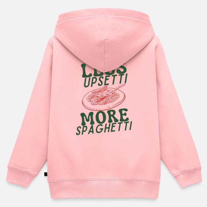 Moins d’Upsetti Plus de Spaghetti - Sweat Premium à capuche zippé enfant bio - rose