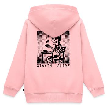 Stayin Alive - Barista - Kaffee - Kinder Premium Organic Zip Hoodie - Rosa - Hinten - AI Model Kid Female (0cm)