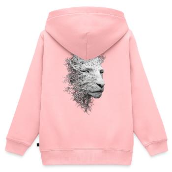 Lionne Racines Surréaliste Nature Artistique Complexe - Sweat Premium à capuche zippé enfant bio - rose - Dos - AI Model Kid Female (0cm)