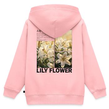 Fleur de lys Fleur de lys Botanique Esthétique Cadeau - Sweat Premium à capuche zippé enfant bio - rose - Dos - AI Model Kid Female (0cm)