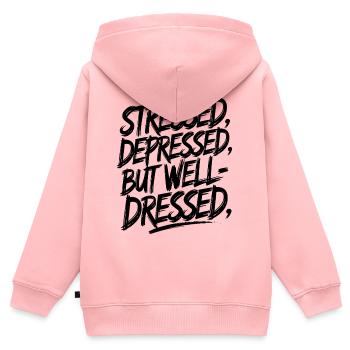 Gestresste, depressive, aber gut gekleidete Ästhetik - Kinder Premium Organic Zip Hoodie - Rosa - Hinten - AI Model Kid Female (0cm)