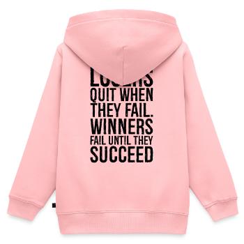 losers quit when they fail winners fail until - Kids Premium Organic Zip-up Hoodie - rose - Back - AI Model Kid Female (0cm)