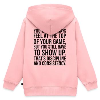 Sie werden sich nicht immer an der Spitze Ihres Spiels fühlen - Kinder Premium Organic Zip Hoodie - Rosa - Hinten - AI Model Kid Female (0cm)