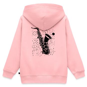 Saxophon Illustration - Kinder Premium Organic Zip Hoodie - Rosa - Hinten - AI Model Kid Female (0cm)