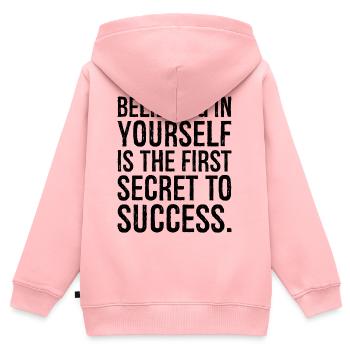 An sich selbst zu glauben ist das erste Geheimnis - Kinder Premium Organic Zip Hoodie - Rosa - Hinten - AI Model Kid Female (0cm)