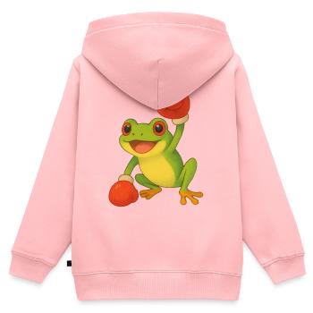 Frosch mit Boxhandschuhen - Kinder Premium Organic Zip Hoodie - Rosa - Hinten - AI Model Kid Female (0cm)