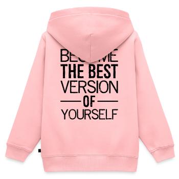 Werden Sie die beste Version Ihrer selbst - Kinder Premium Organic Zip Hoodie - Rosa - Hinten - AI Model Kid Female (0cm)