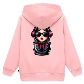 Matroschka mit Kopfhörern - Kinder Premium Organic Zip Hoodie - Rosa - Hinten - AI Model Kid Female (0cm)