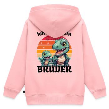 Nachwuchs Verkünden | Ich Werde Großer Bruder 2027 - Kinder Premium Organic Zip Hoodie - Rosa - Hinten - AI Model Kid Female (0cm)