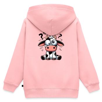 Lustige verwirrte Kuh Cartoon Clumsy Kulleraugen - Kinder Premium Organic Zip Hoodie - Rosa - Hinten - AI Model Kid Female (0cm)