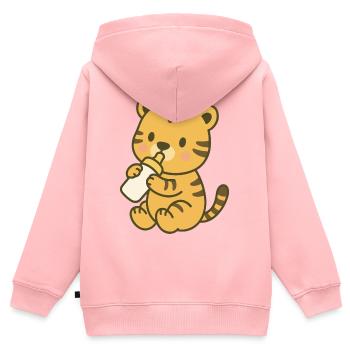 Bottle Baby Tiger - Tiger-Baby mit Fläschchen - Kinder Premium Organic Zip Hoodie - Rosa - Hinten - AI Model Kid Female (0cm)