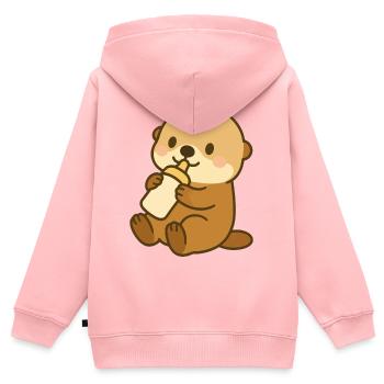 Milchzeit Seeotter - Kinder Premium Organic Zip Hoodie - Rosa - Hinten - AI Model Kid Female (0cm)