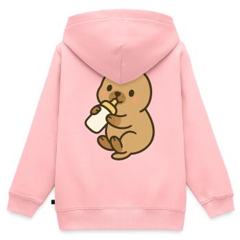 Fläschchenzeit am Meer - Kinder Premium Organic Zip Hoodie - Rosa - Hinten - AI Model Kid Female (0cm)