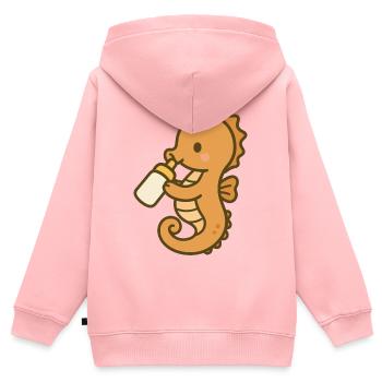 Seepferdchen-Schnuckel - Kinder Premium Organic Zip Hoodie - Rosa - Hinten - AI Model Kid Female (0cm)
