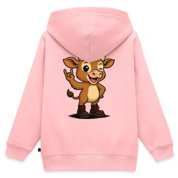 Punk Rock Calf - Kinder Premium Organic Zip Hoodie - Rosa - Hinten - AI Model Kid Female (0cm)