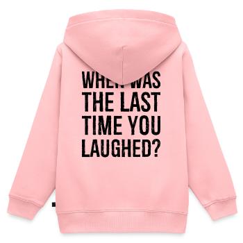 À quand remonte la dernière fois que tu as ri - Sweat Premium à capuche zippé enfant bio - rose - Dos - AI Model Kid Female (0cm)