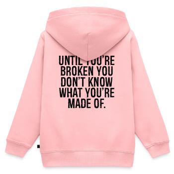 Bis du kaputt bist, weißt du nicht, was du bist - Kinder Premium Organic Zip Hoodie - Rosa - Hinten - AI Model Kid Female (0cm)