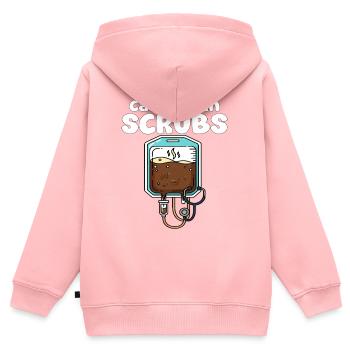KOFFEIN IN PEELINGS - KRANKENSCHWESTER GESCHENK - Kinder Premium Organic Zip Hoodie - Rosa - Hinten - AI Model Kid Female (0cm)