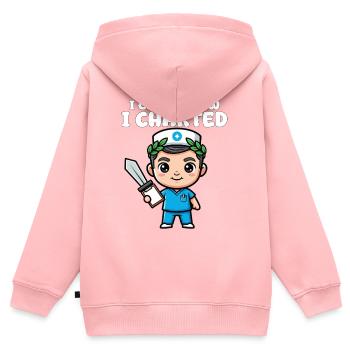ICH KAM, ICH SAH, ICH ZEICHNETE - KRANKENSCHWESTER GESCHENK - Kinder Premium Organic Zip Hoodie - Rosa - Hinten - AI Model Kid Female (0cm)