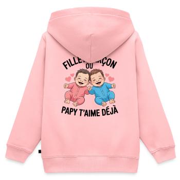 Gender Reveal Opa Party Baby Gender Reveal - Kinder Premium Organic Zip Hoodie - Rosa - Hinten - AI Model Kid Female (0cm)