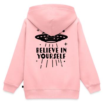 an sich selbst glauben - Kinder Premium Organic Zip Hoodie - Rosa - Hinten - AI Model Kid Female (0cm)