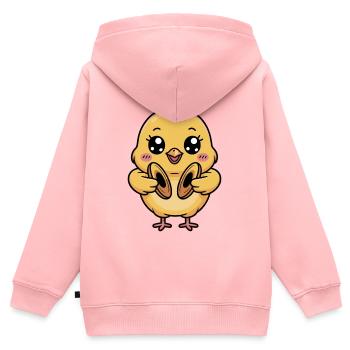 Lustiges Küken Mit Becken Für Musikliebhaber - Kinder Premium Organic Zip Hoodie - Rosa - Hinten - AI Model Kid Female (0cm)
