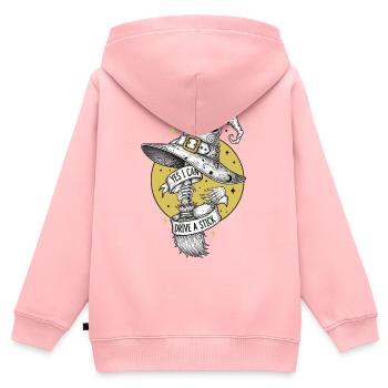 Zauberhafter Hexenbesen mit Schriftzug - Kinder Premium Organic Zip Hoodie - Rosa - Hinten - AI Model Kid Female (0cm)